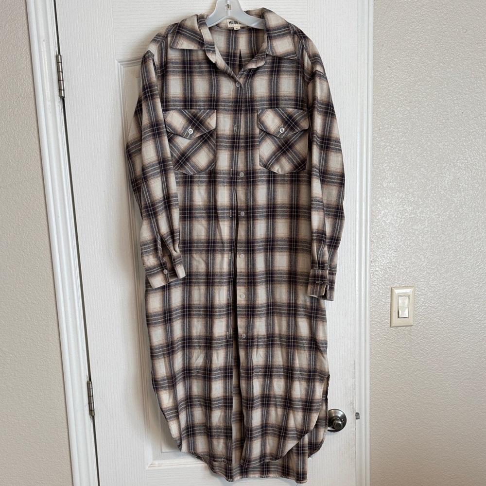 Plaid Midi Shirt Dress